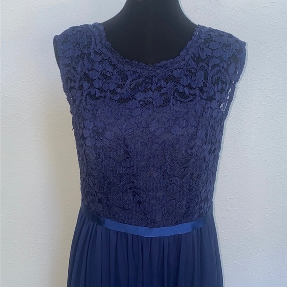 Navy Cap Sleeve David’s Bridal Bridesmaids Dress - Picture 1 of 16